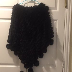 Rabbit Fur Sweater Poncho
